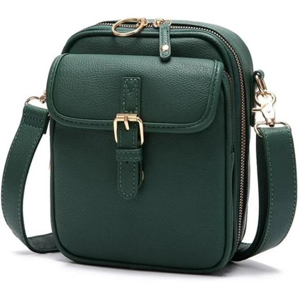 Vintage Crossbody Messenger Bag Small PU Leather Shoulder Bag with Card Slots